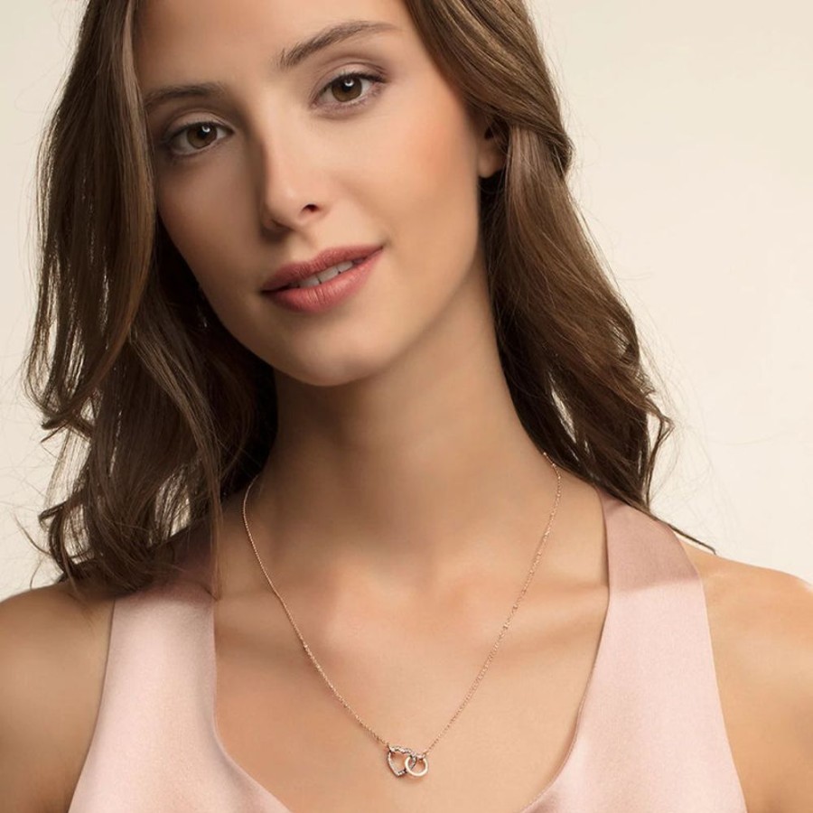 Jewellery Thomas Sabo Jewellery | Together Heart Rose Gold Plated Cubic Zirconia Necklace