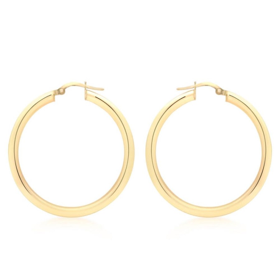 Jewellery Diamonds by WD | 9K Yellow Gold 3Mm Round Hollow Hoop Earrings 35Mm