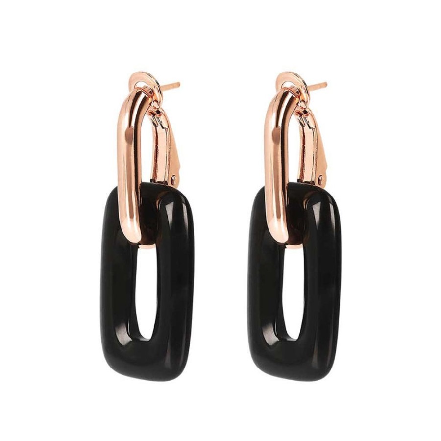 Jewellery Bronzallure | Variegata Black Onyx Link Earrings