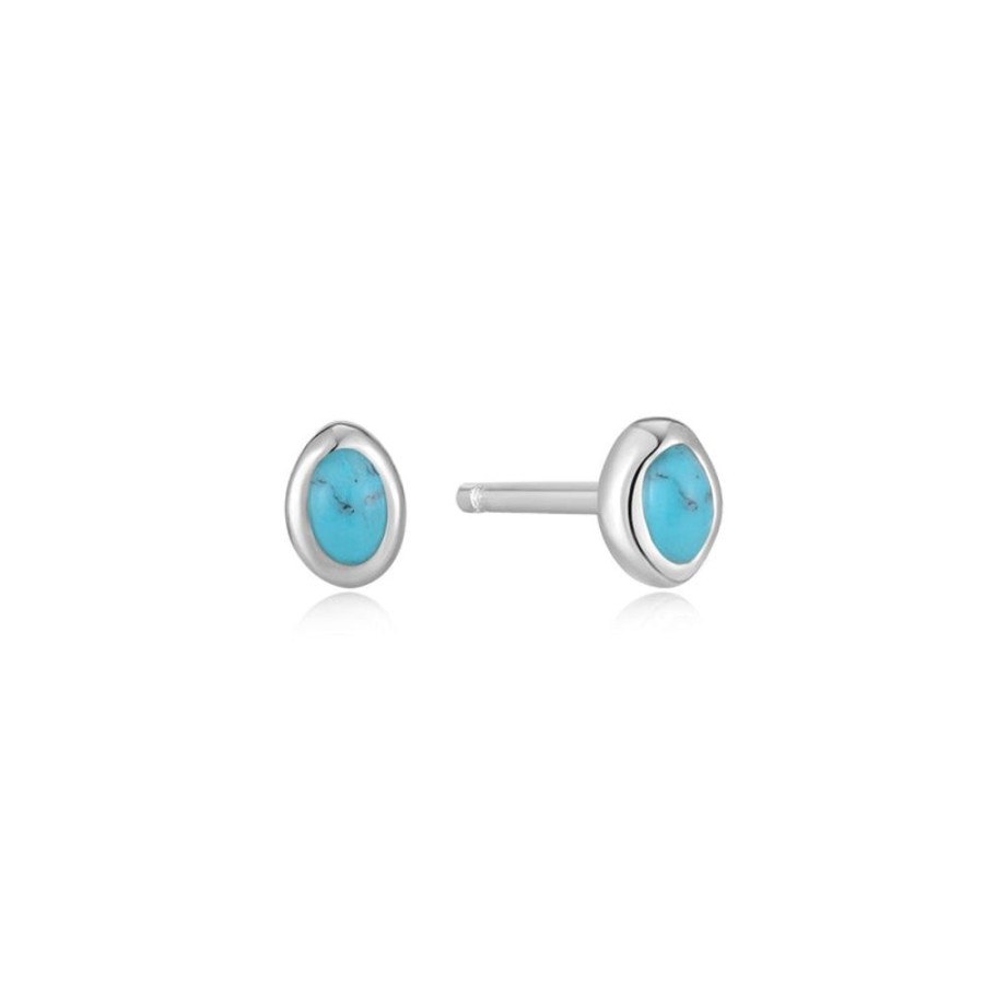 Jewellery Ania Haie | Silver Turquoise Wave Stud Earrings