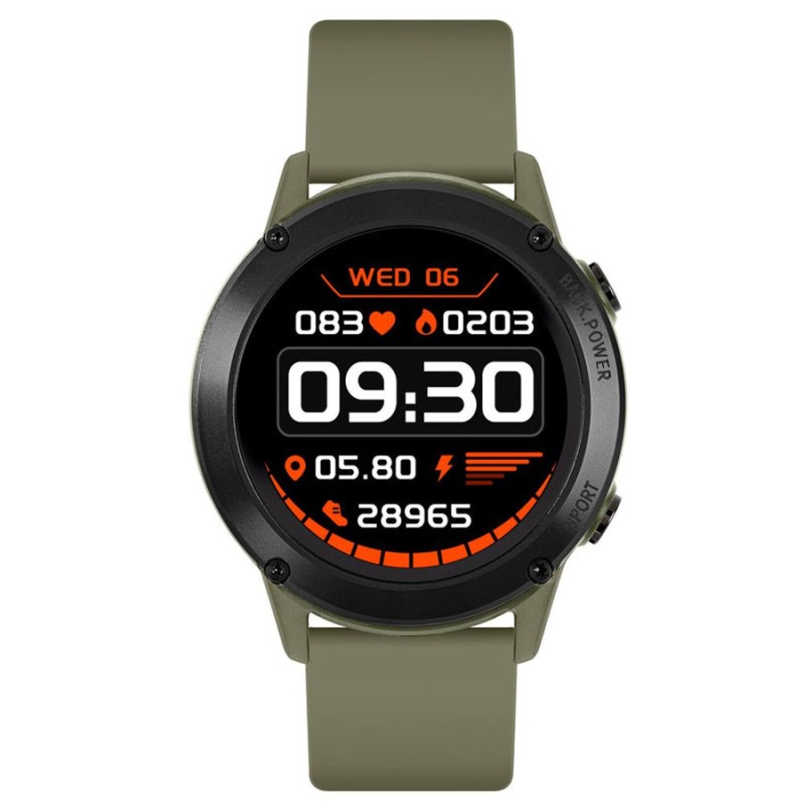 Watches Reflex Active | Series 18 Khaki Silicone Strap Gps Smart Watch