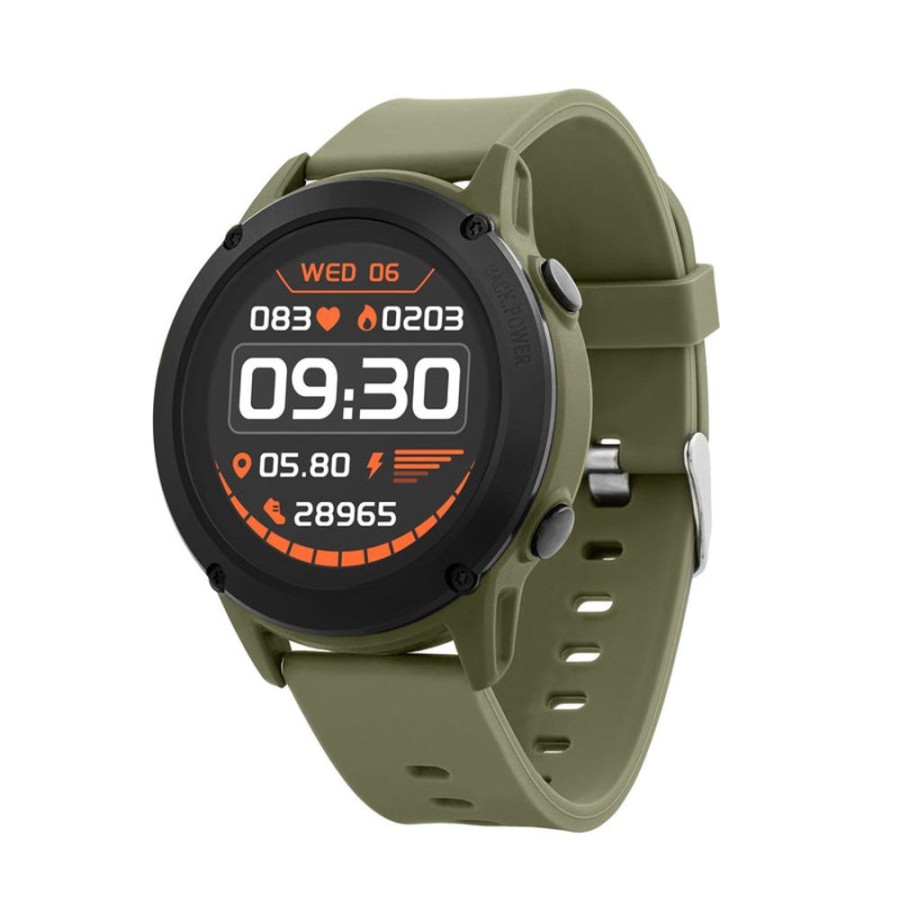 Watches Reflex Active | Series 18 Khaki Silicone Strap Gps Smart Watch