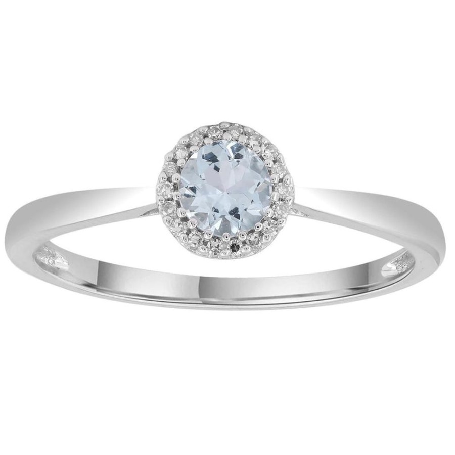 Jewellery Diamonds by WD | Aquamarine Ring With 0.05Ct Diamonds In 9K White Gold