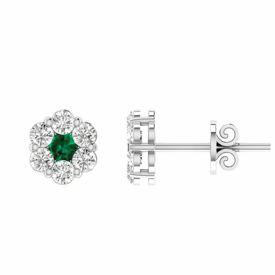 Jewellery Diamonds by WD | Emerald Diamond Stud Earrings With 0.80Ct Diamonds In 9K White Gold