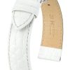 Accessories HIRSCH | Hirsch Crocograin Medium White Leather Band