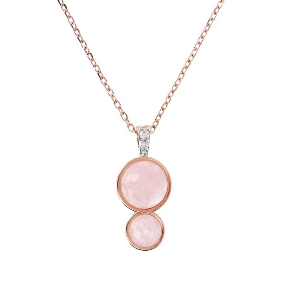 Jewellery Bronzallure | Preziosa Rose Quartz Cubic Zirconia Necklace 40+5Cm