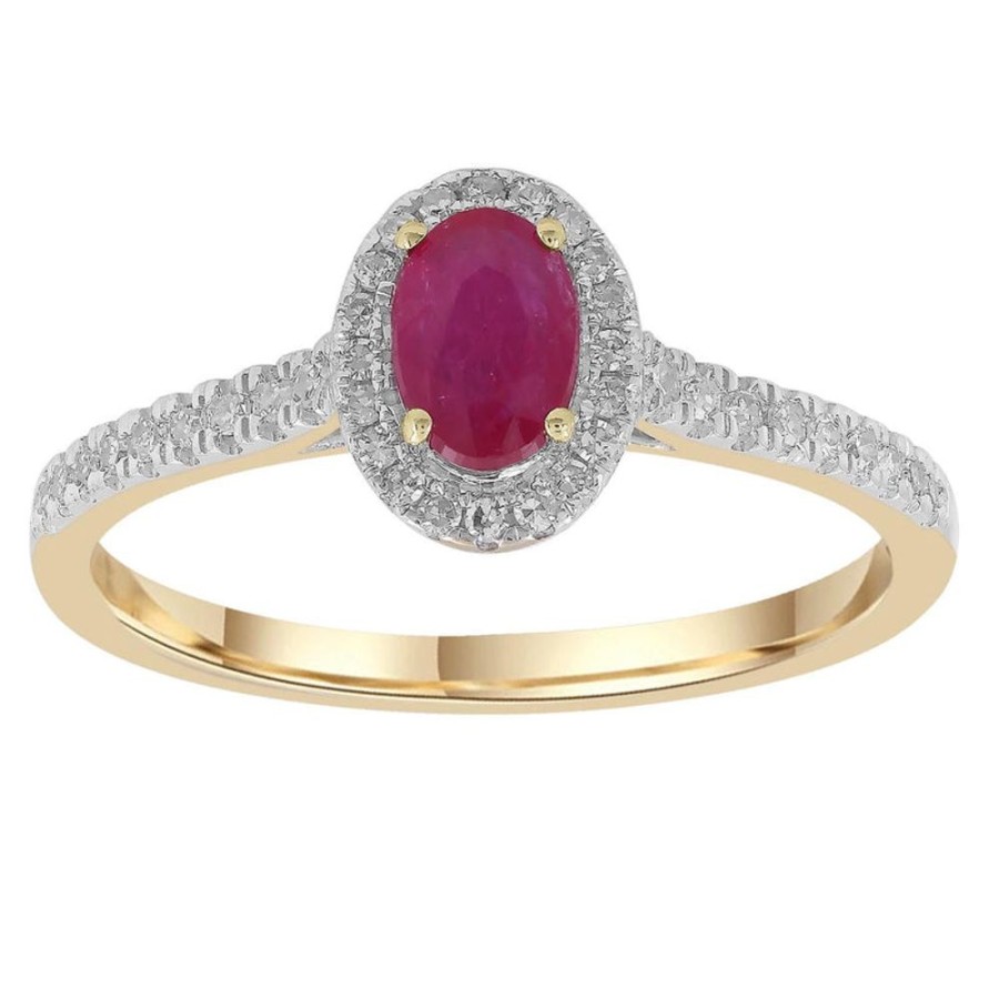 Jewellery Diamonds by WD | Ruby Ring With 0.15Ct Diamonds In 9K Yellow Gold