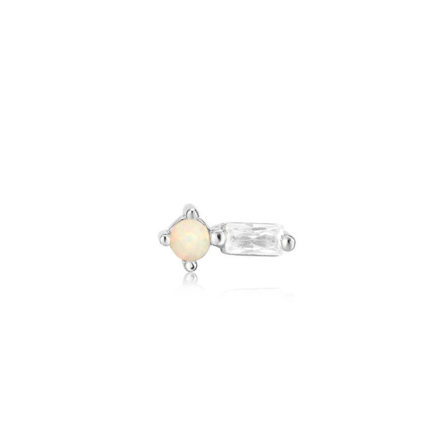 Jewellery Ania Haie | Silver Kyoto Opal Sparkle Barbell Single Earring