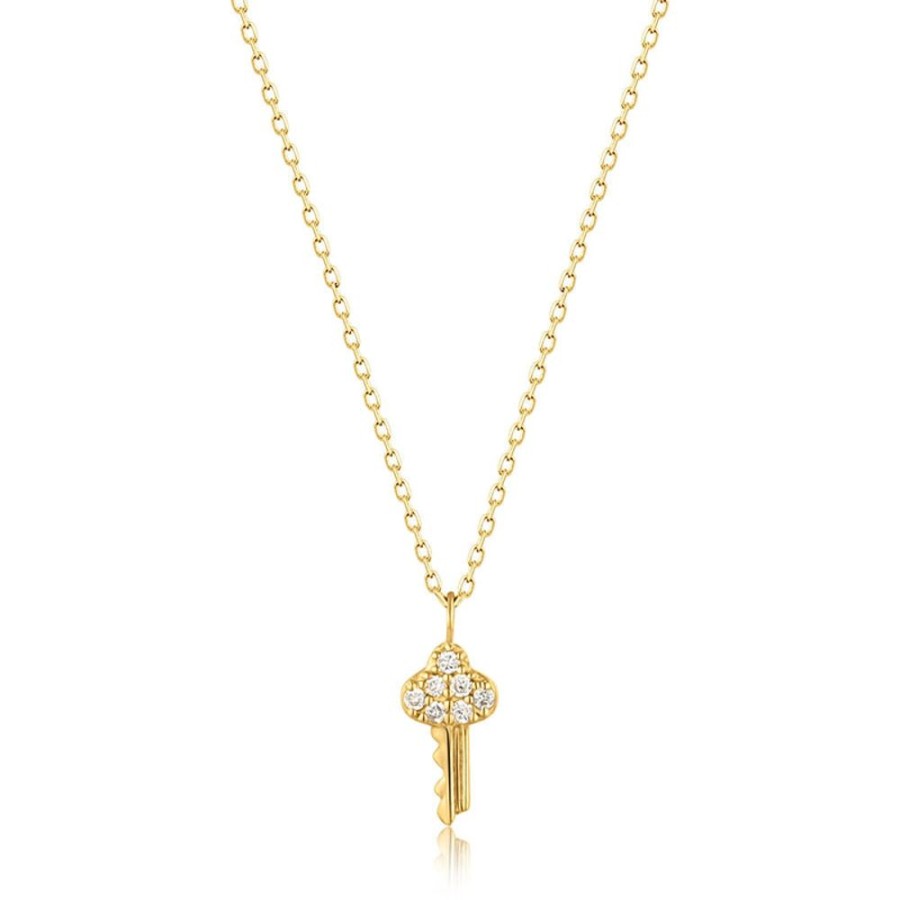 Jewellery Ania Haie | 14Kt Gold Natural Diamond Key Necklace