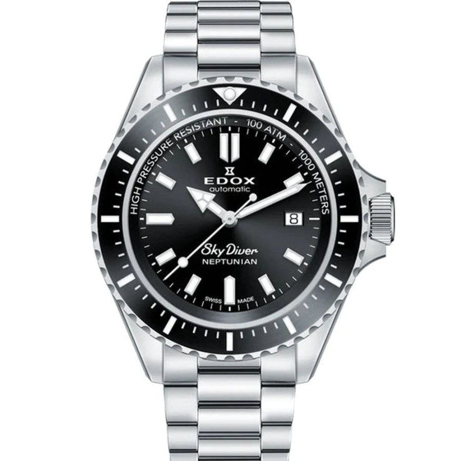 Watches Edox | Neptunian Skydiver Automatic Black Dial