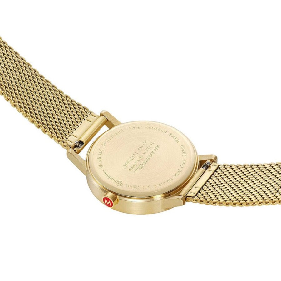 Watches Mondaine | Classic Grey Golden Stainless Steel Watch