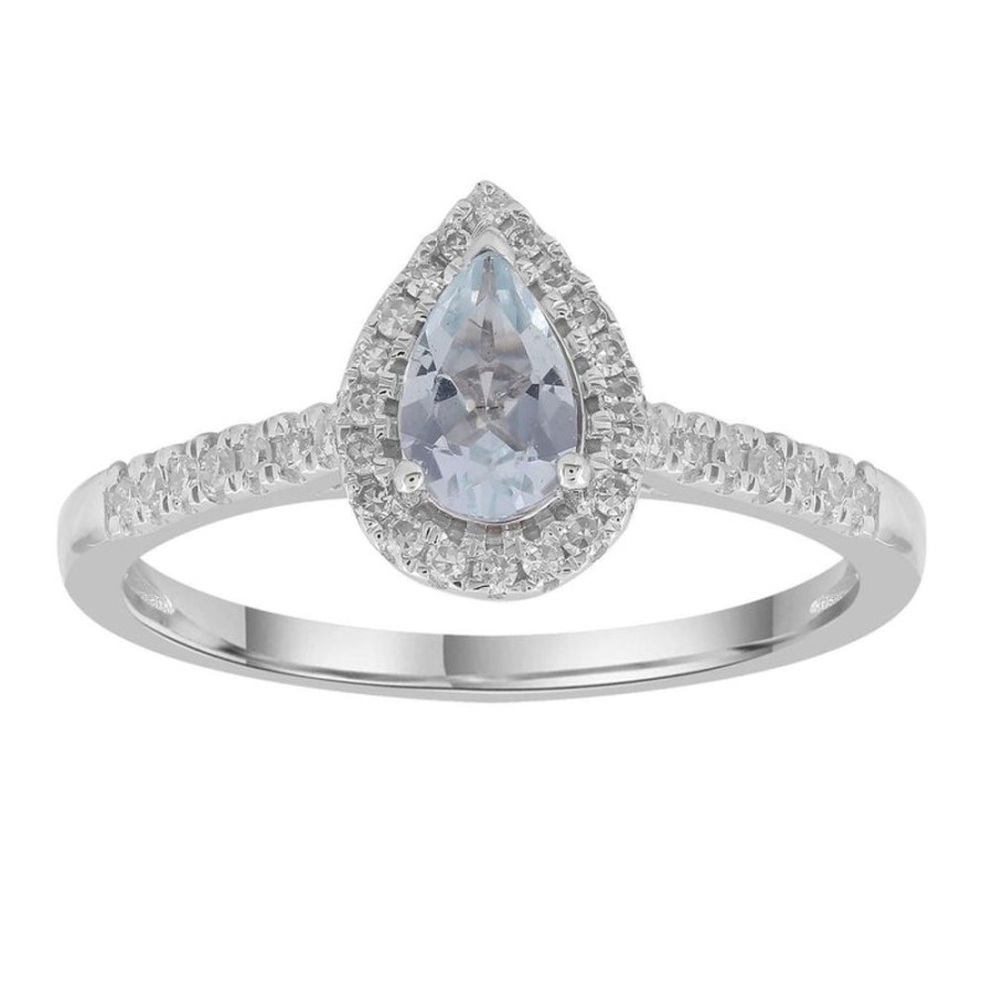 Jewellery Diamonds by WD | Aquamarine Ring With 0.15Ct Diamonds In 9K White Gold