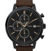 Watches Timex | Chicago 45Mm Leather Black Dial Watch