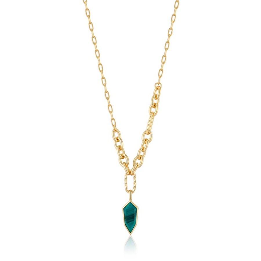 Jewellery Ania Haie | Gold Malachite Emblem Pendant Necklace