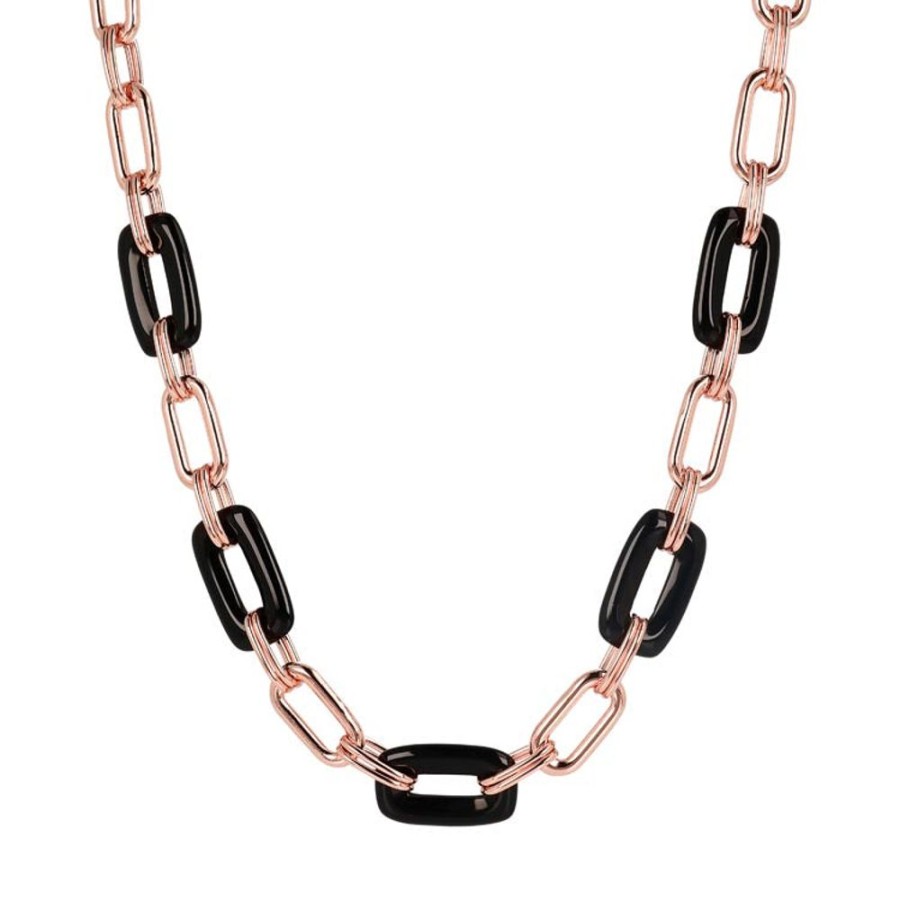 Jewellery Bronzallure | Variegata Black Onyx Link Necklace 48.3Cm