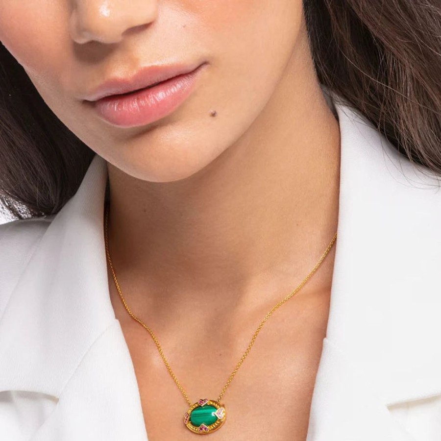 Jewellery Thomas Sabo Jewellery | Thomas Sabo Green Stone Necklace