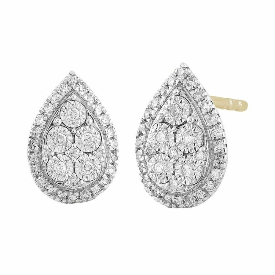 Jewellery Diamonds by WD | Pear Stud Earrings With 0.2Ct Diamond In 9K Yellow Gold