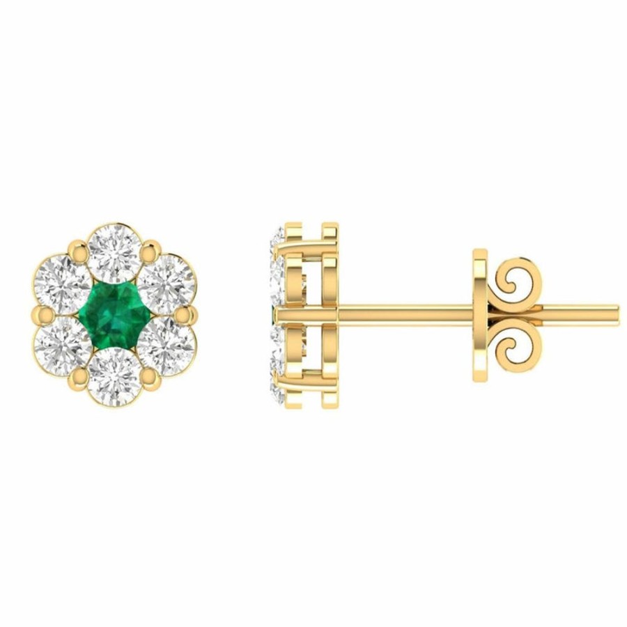 Jewellery Diamonds by WD | Emerald Diamond Stud Earrings With 0.80Ct Diamonds In 9K Yellow Gold