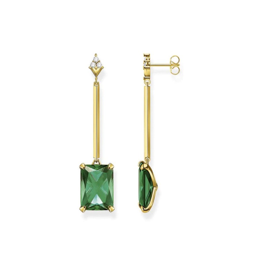 Jewellery Thomas Sabo Jewellery | Thomas Sabo Earring Green Stone Gold