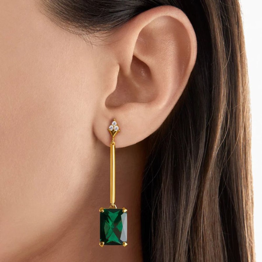 Jewellery Thomas Sabo Jewellery | Thomas Sabo Earring Green Stone Gold