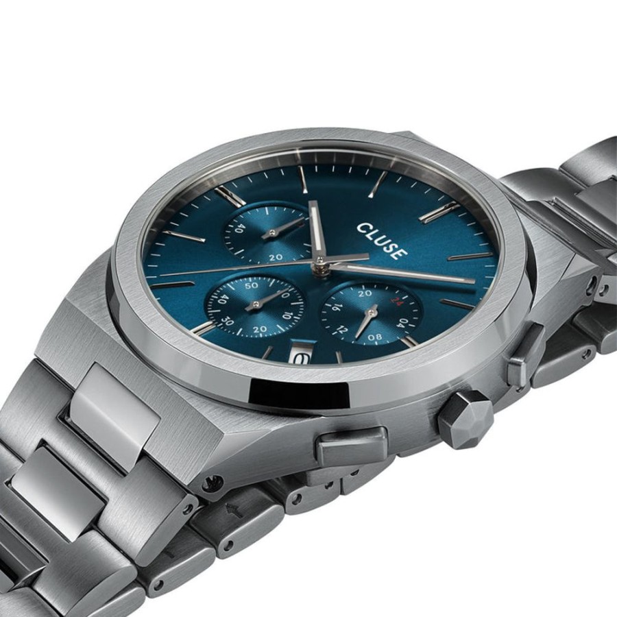 Watches Cluse | Cluse Vigoureux Chronograph Blue/Steel Link