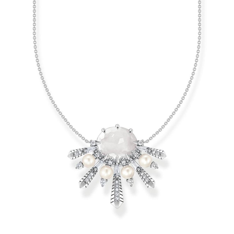 Jewellery Thomas Sabo | Thomas Sabo Necklace Milky Quartz With Winter Sun Rays Silver