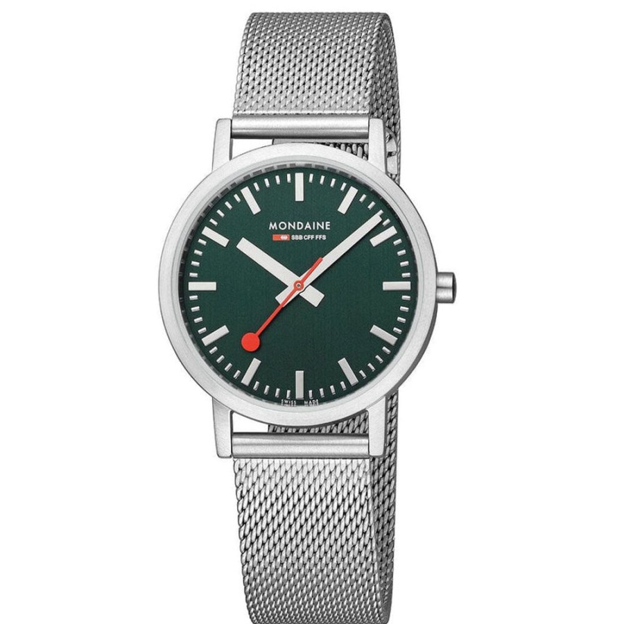 Watches Mondaine | Classic Stainless Steel Forest Green Watch