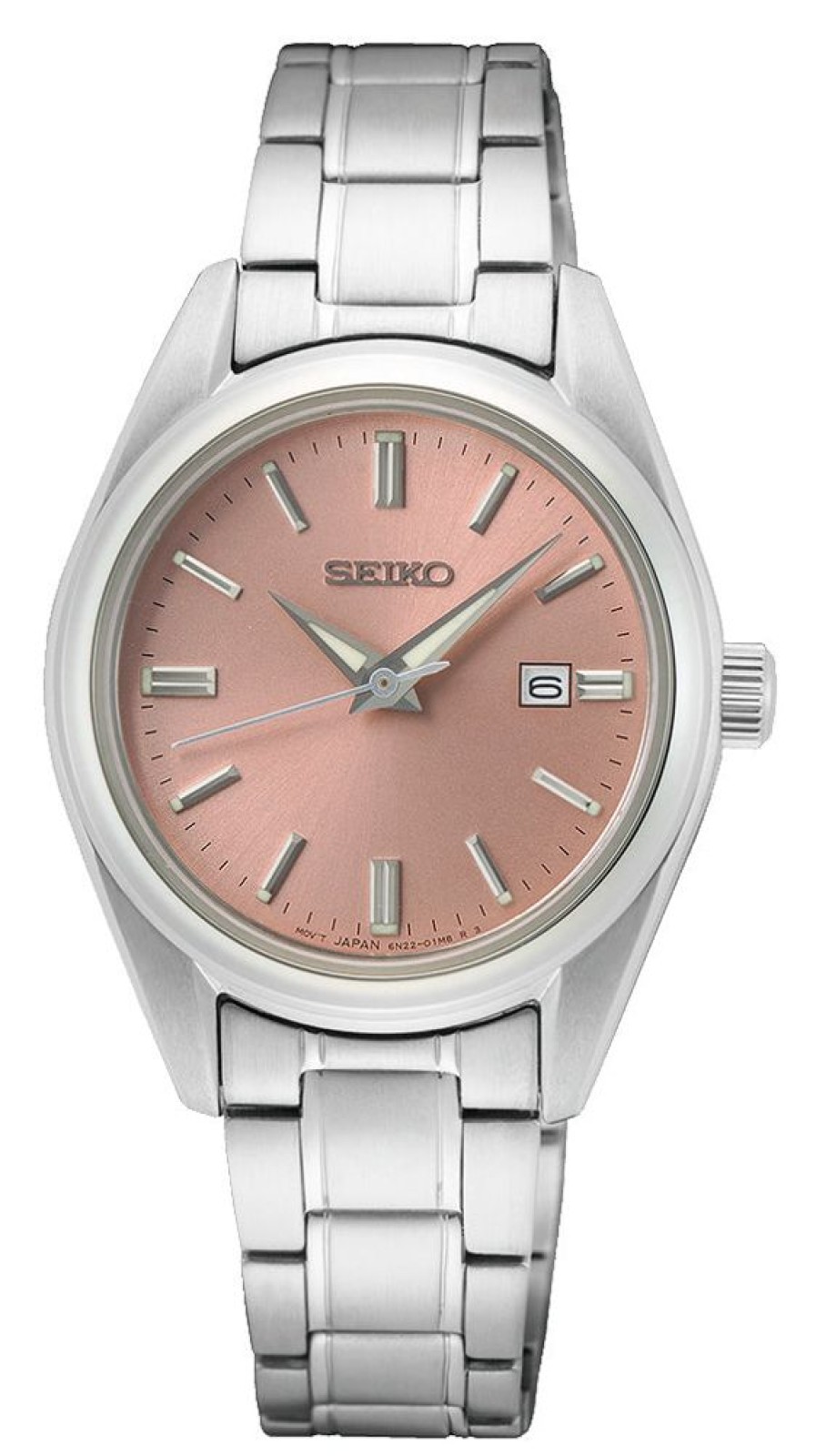 Watches Seiko | Stainless Steel Sapphire Quartz Salmon Dial Watch