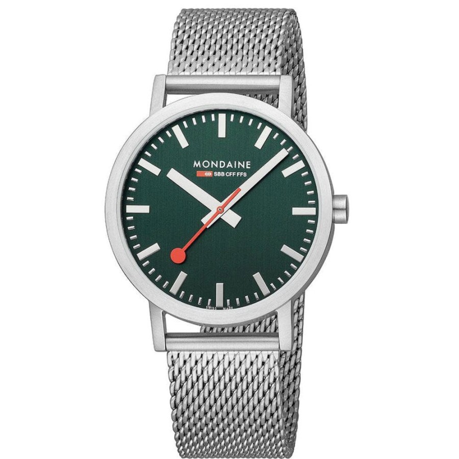 Watches Mondaine | Classic Stainless Steel Forest Green Watch