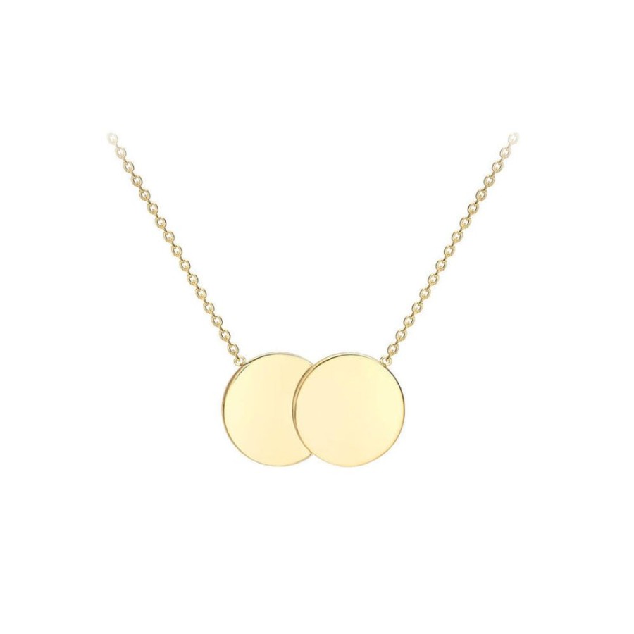 Jewellery Diamonds by WD | 9K Yellow Gold Solid Double Disc Necklace 41+2Cm