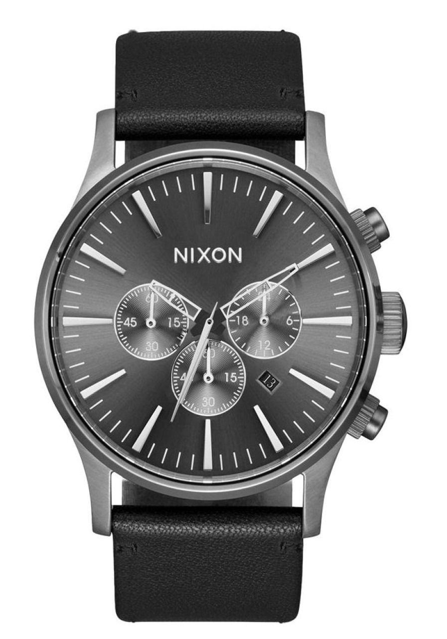 Watches Nixon | Sentry Chrono Leather Black Dial