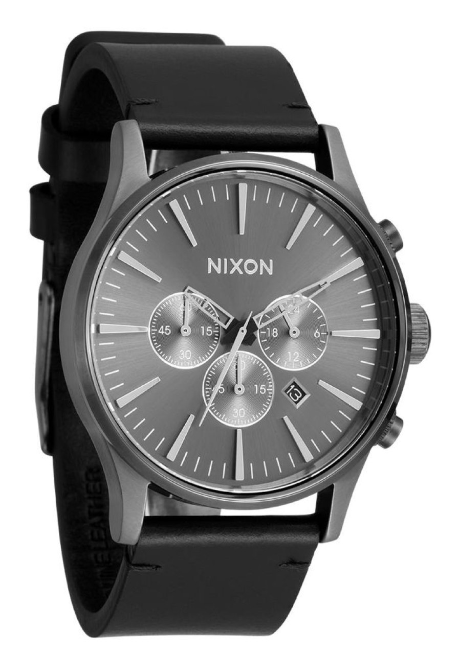 Watches Nixon | Sentry Chrono Leather Black Dial