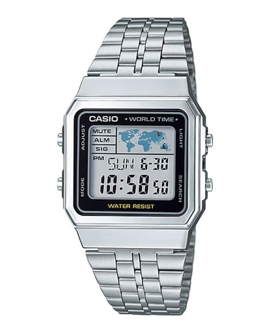 Watches Casio | Vintage Digital Stainless Steel Silver Dial Watch