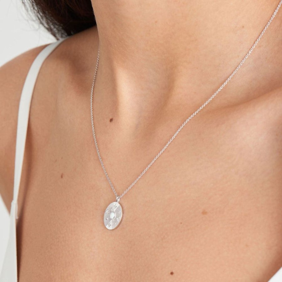 Jewellery Ania Haie | Silver Scattered Stars Kyoto Opal Disc Necklace