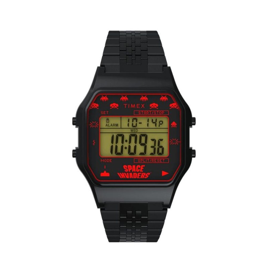 Watches Timex | T80 Space Invaders Black Stainless Steel Watch