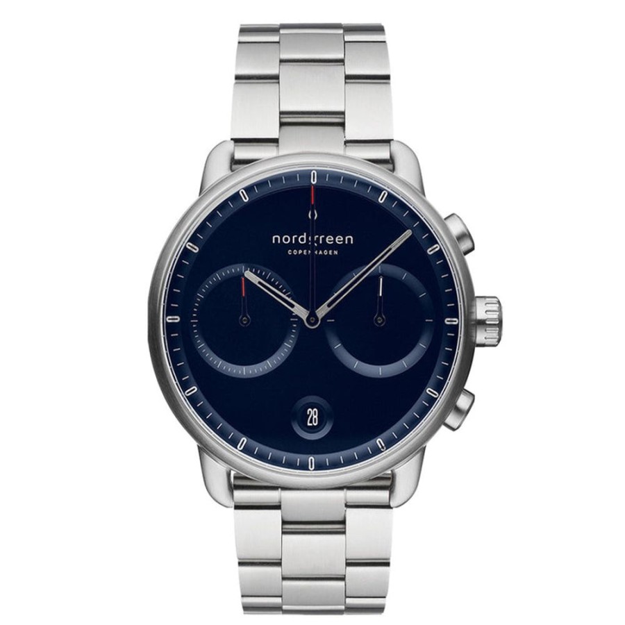 Watches Nordgreen | Pioneer 42Mm Silver Navy Watch