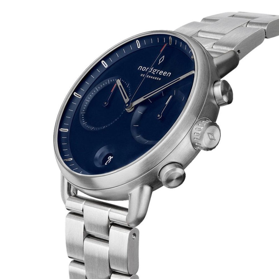 Watches Nordgreen | Pioneer 42Mm Silver Navy Watch