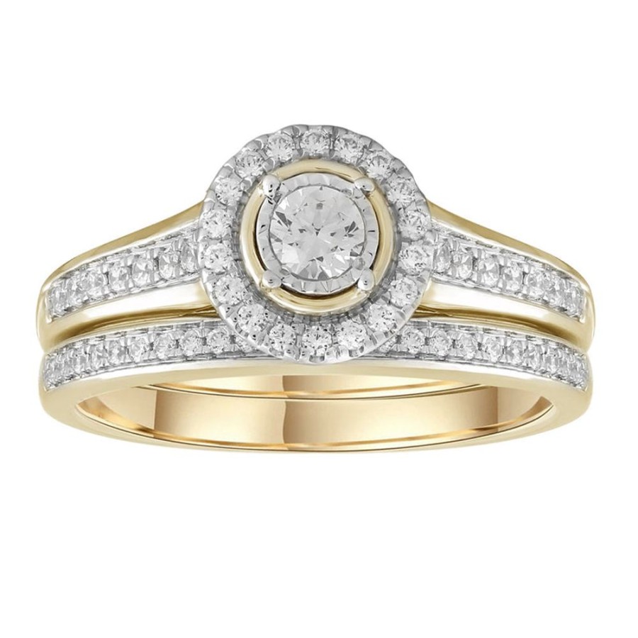 Jewellery Diamonds by WD | Engagement & Wedding Ring Set With 0.5Ct Diamonds In 9K Yellow Gold