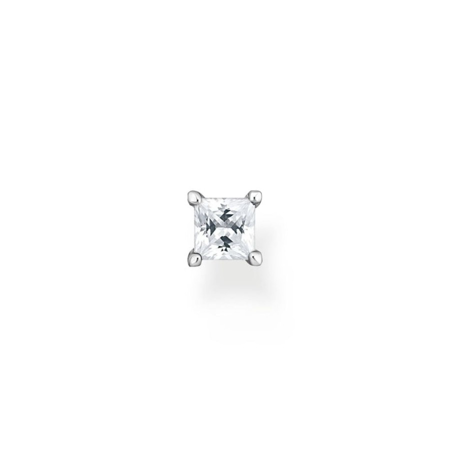 Jewellery Thomas Sabo | Single Ear Stud White Stone Silver