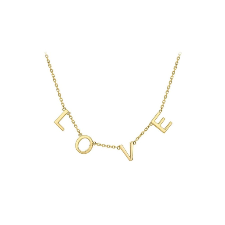 Jewellery Diamonds by WD | 9K Yellow Gold Solid 'Love' Adjustable Necklace 38Cm+5Cm