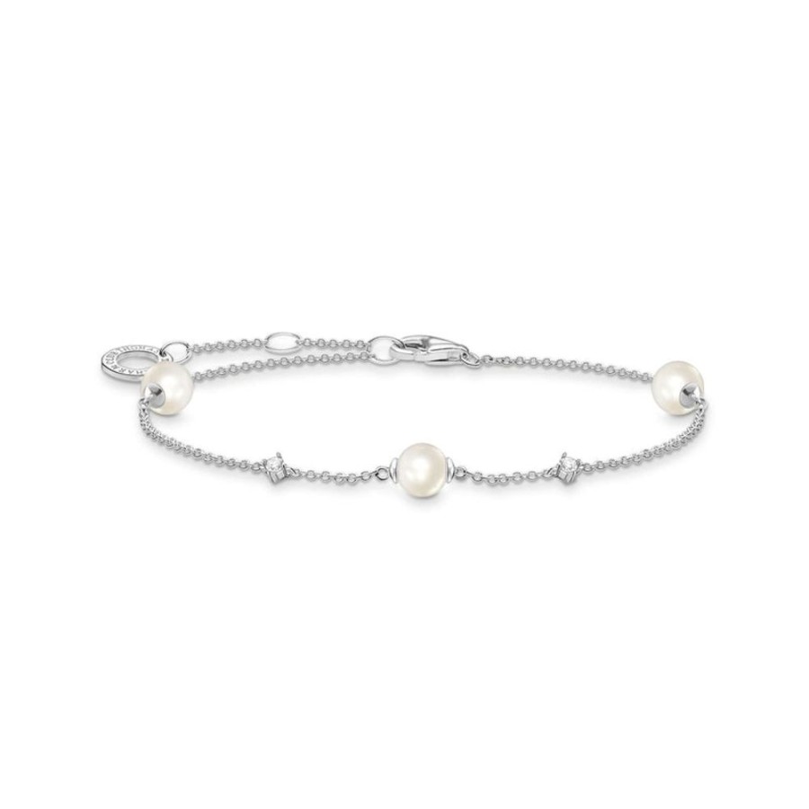 Jewellery Thomas Sabo | Bracelet Pearls And White Stones Silver