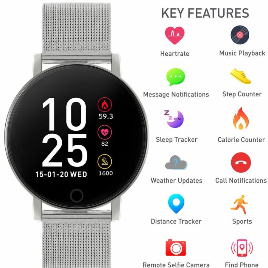 Watches Reflex Active | Series 5 Silver Mesh Smart Watch