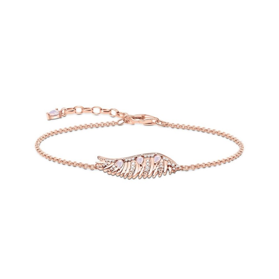 Jewellery Thomas Sabo | Thomas Sabo Bracelet Phoenix Wing With Pink Stones Rose Gold