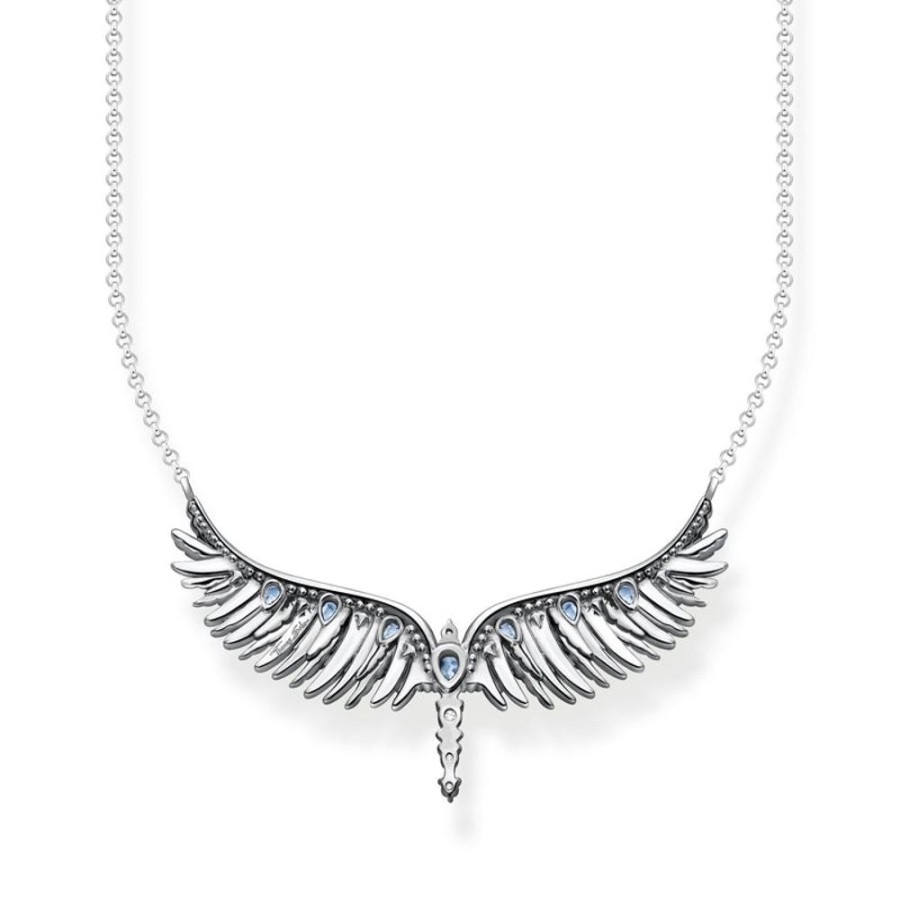 Jewellery Thomas Sabo | Thomas Sabo Necklace Phoenix Wing With Blue Stones Silver