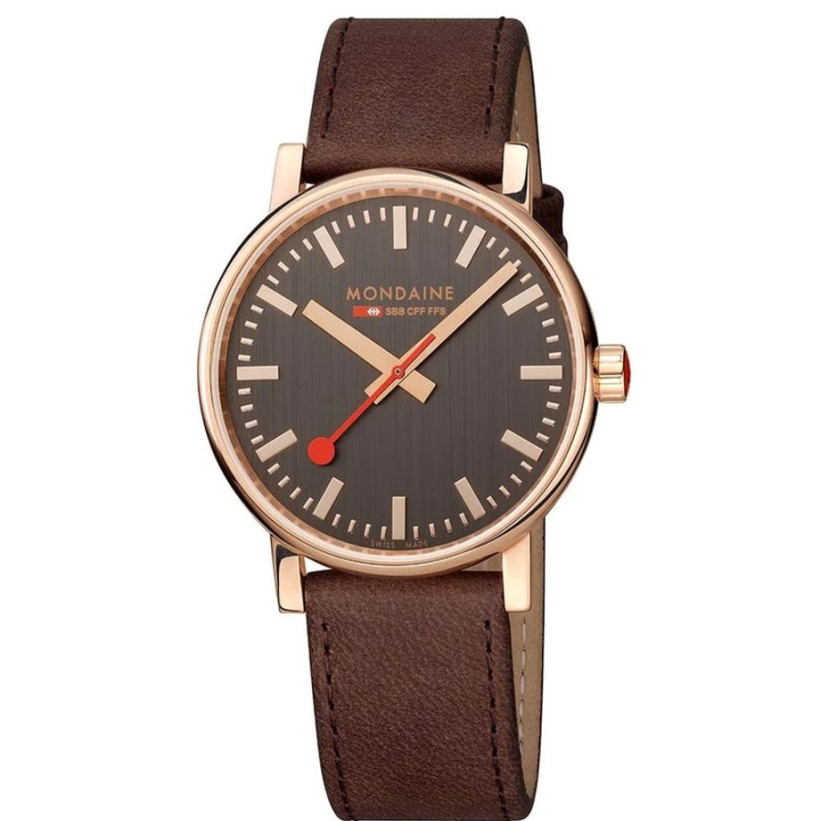 Watches Mondaine | Official Evo2 Rose Gold Toned And Brown Watch