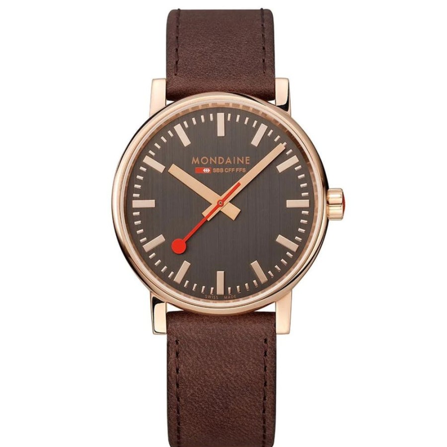 Watches Mondaine | Official Evo2 Rose Gold Toned And Brown Watch