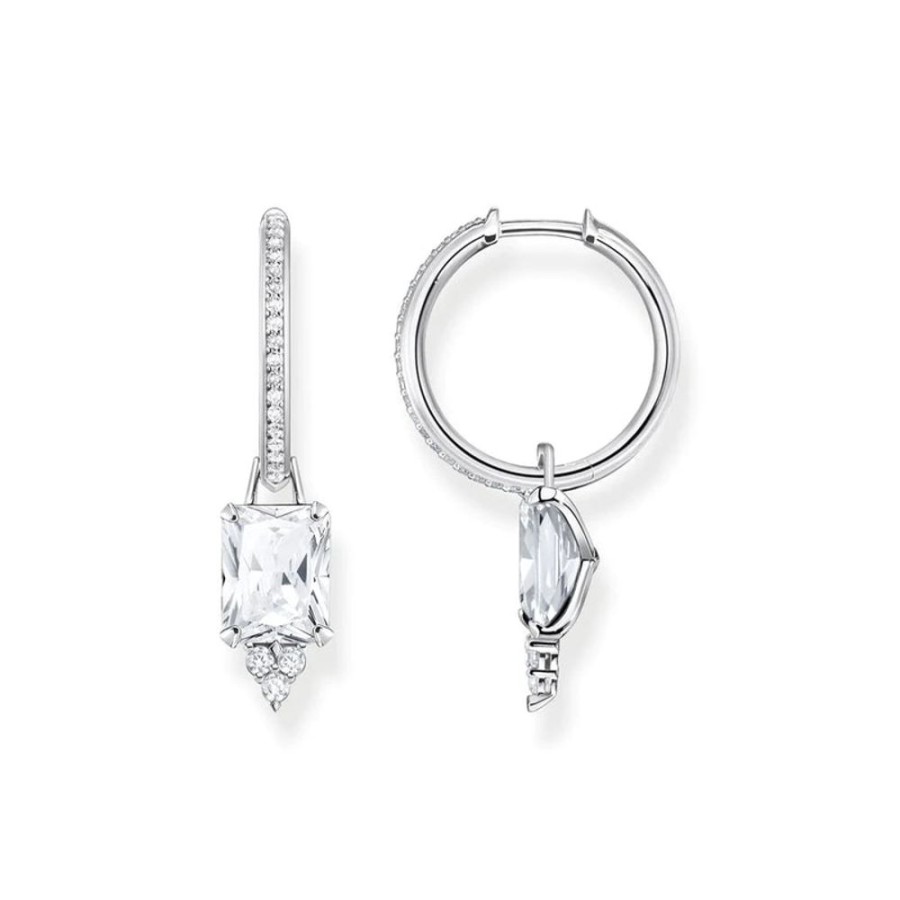 Jewellery Thomas Sabo Jewellery | Thomas Sabo Hoop Earrings White Stone Silver