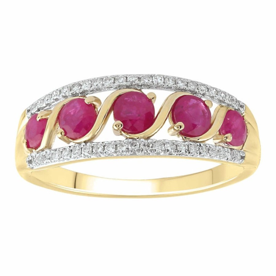 Jewellery Diamonds by WD | Ruby Ring With 0.15Ct Diamonds In 9K Yellow Gold