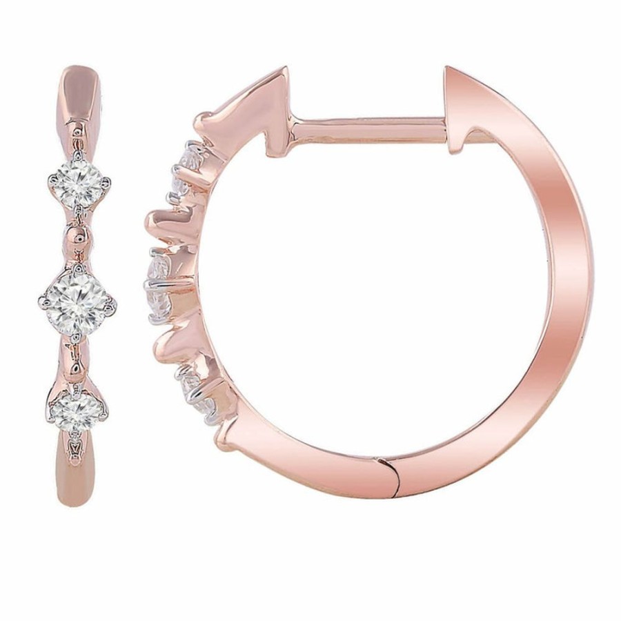 Jewellery Diamonds by WD | Hoop Earrings With 0.15Ct Diamonds In 9K Rose Gold