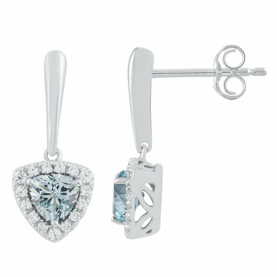 Jewellery Diamonds by WD | Aquamarine Earrings With 0.20Ct Diamonds In 9K White Gold